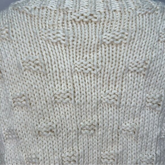 Vintage Handknit Cream & Blue Cardigan Cottagecore - Picture 13 of 16